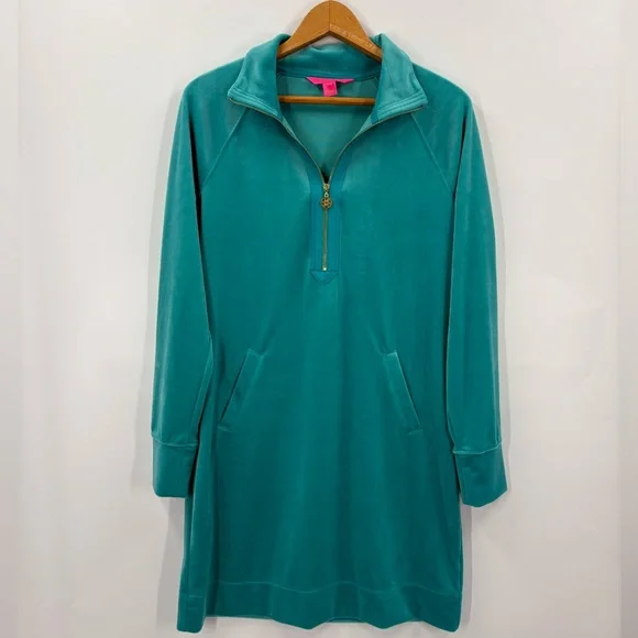 Lilly Pulitzer Skipper Velour Dress in Maldives Green Turquoise | Small - Picture 2 of 7